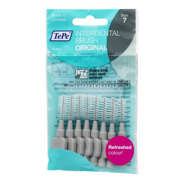 TePe Interdental Brushes 1.3mm Grey - 3 Packets of 8 (24 Brushes)