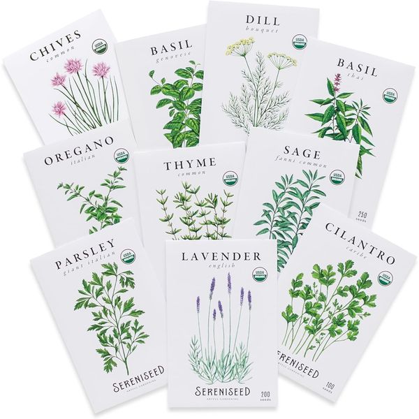 Sereniseed Certified Organic Herb Seeds - 10-Pack