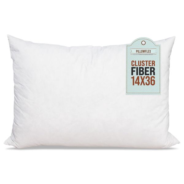 Pillowflex Cluster Fiber Pillow Insert (14x36) - Comfy Pillow, Perfect Polyester Filled Pillow for Small Square Sham or Cushion Cover - Full Pillows, Firm Sleeping Pillows, Fluffy Pillow