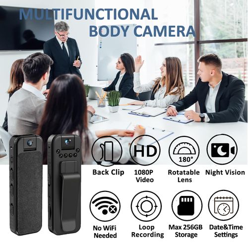 Ahheyie Body Camera 1080P Video, Wearable BodyCam Protable Camcorder with Night Vision, Sports Camera for Meetings/Delivery/Travel