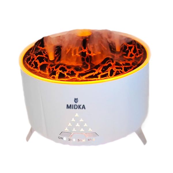 Midka 350ml Essential Oil Diffuser Humidifier, Fierce Engine Oil Diffuser Volcano Style with Built-in Bluetooth speaker and remote.