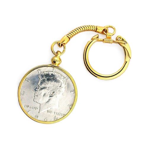1964 KENNEDY HALF DOLLAR KEYCHAIN OLD NEW STOCK STORED FOR DECADES ES8408/41323
