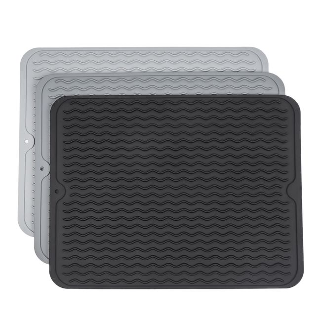 1pc Gray Silicone Dish Drying Mat, Heat Resistant Drying Pad For