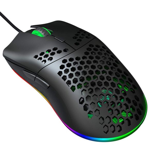 VBESTLIFE Wired Gaming Mouse, Hole Mouse Portable USB Mouse Ergonomic Mouse- Fit Your Hand Nicely 6-Key Mice RGB Lighting Mouse for PC, Desktop, Laptop