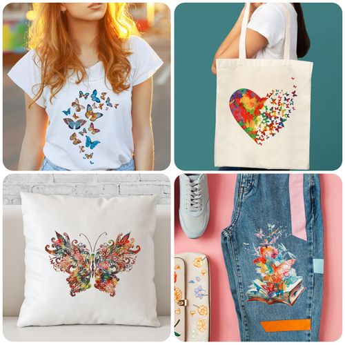 Pack of 5 Iron-On Transfers Butterfly Iron-On Appliqué Heat Transfer Colourful Stickers Decoration T Shirt Jeans Backpack Family Clothing Hat DIY Iron-On Patches Children