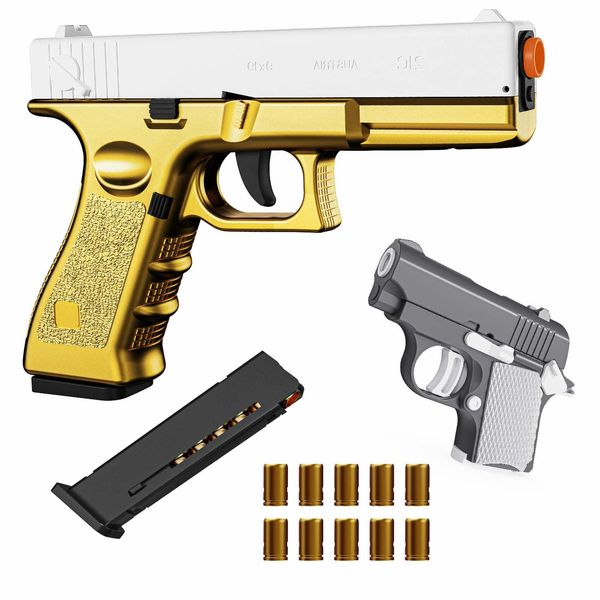 Hcusus Fidget Toy Gun 1911, 2 Pack 3D Printed Pistol Toys Shell Ejecting Toy Gun with 10 Shell Casings, No Bullets, Toy Pistol Can be Loaded But Can't be Fired, Toys for Kids