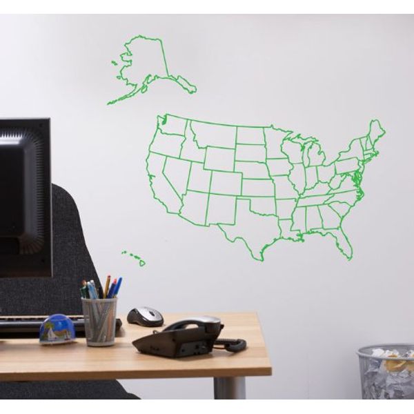 US Map Outline Wall Decal 36" Wide Powder Blue