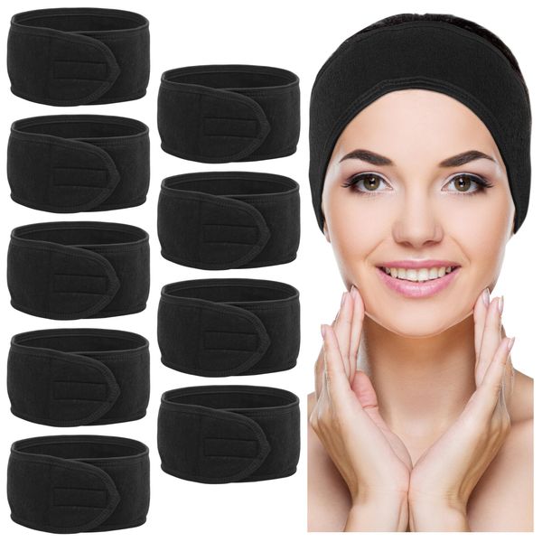 Spa Black Headband Hair Wrap Pack of 10