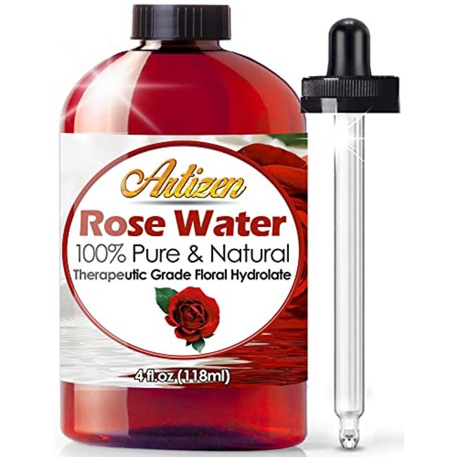 100% Pure Rose Water (Huge 4 Ounce Bottle) Natural Moroccan Rosewater - Beautiful Fresh Fragrance - Perfect Facial & Skin Toner & Moisturizer