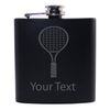 Personalized Custom Tennis Racket Black Stainless Steel Hip Customizable Flask