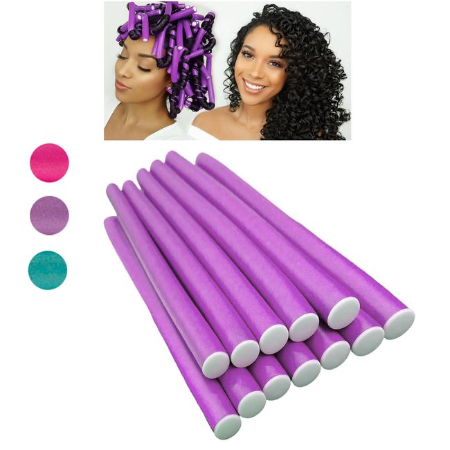 48 Hair Rollers Flexible Curlers Spiral Curls Waves Twist Foam Flexi Rods Medium