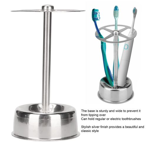 Toothbrush Holder Stand, Multi Functional Stainless Steel Toothbrush Holder Organizer Toothpaste Stand for Bathroom Vanity Countertop, Stylish Design