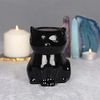 Small Black Ceramic Cat Shaped Oil Burner 9x12x8.5cm