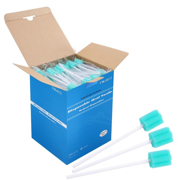 250 Count, ZIZNBA Disposable Mouth Swabs Sponge, Unflavored & Sterile Oral Swabs Dental Swabsticks for Mouth Cleaning