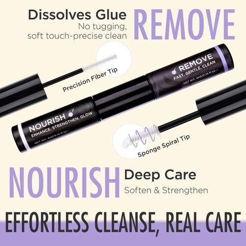 BEYELIAN Cluster Lash Remover and Nourish Serum, DIY Eyelash Extension Remover and Organic Castor Oil Eyelash Treatment and Conditioner Self Use at Home 8ml