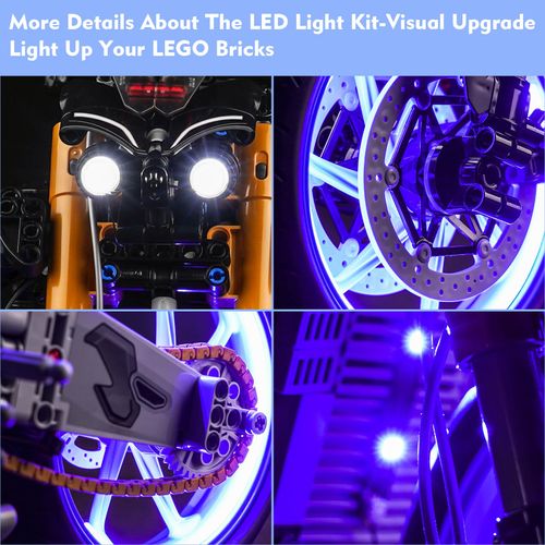 LocoLee LED Light Kit for Lego Yamaha MT-10 SP 42159, 2023 Upgraded Remote Control Lighting Set Accessories Compatible with Lego 42159 Building Set (Lights Only, No Models)