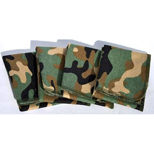 Camouflage Printed Flannel Paperless Towels 1 Ply 14x14 Inches Set of 4