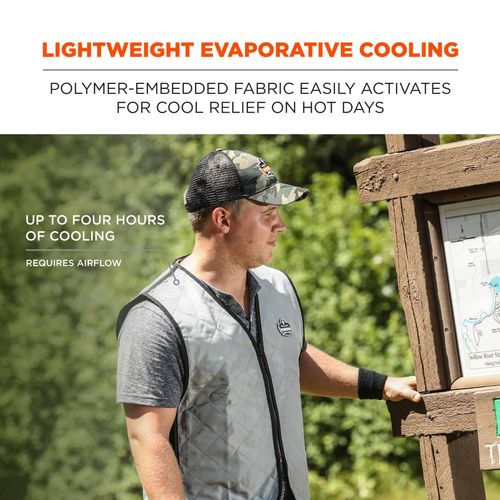 Ergodyne - 12544 Chill-Its 6665 Evaporative Cooling Vest - Gray, Large