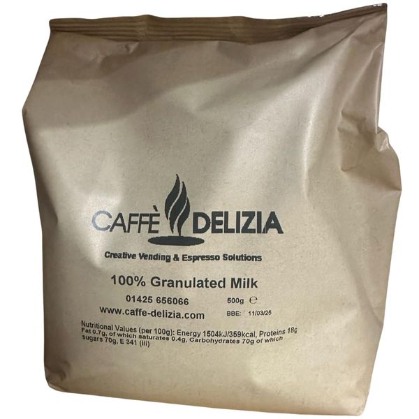 Caffe Delizia 100% Granulated Milk 1 x 500g, Perfect for inside an espresso machine