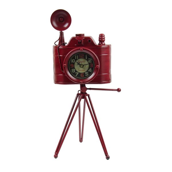 Emartbuy Vintage/Retro Metal Camera Desk Shelf Table Clock - Red Camera