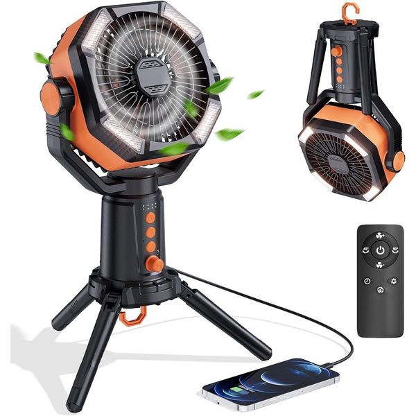 Table Fans Tripod, 20000mAh Rechargeable Portable Tent Fan, Remote Control