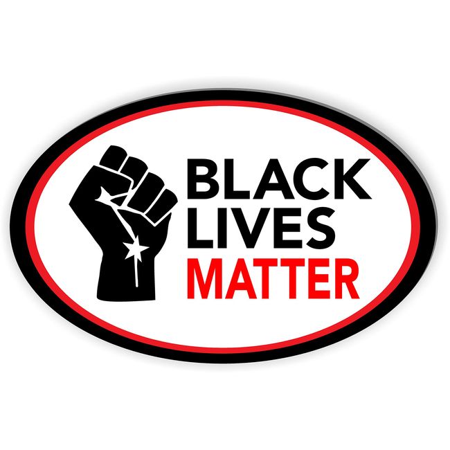 Black Lives Matter fist Symbol Power Magnetic Bumper Sticker Oval 5.5"x3.5"