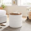 Modway Mezzo Round Boucle Fabric Storage Ottoman in Cloud