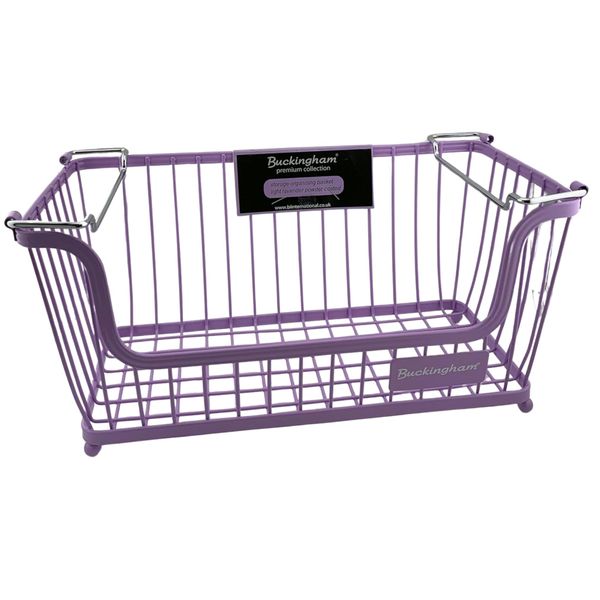 Buckingham Multi-Purpose Stackable Storage Organising Basket for Kitchen and Bathroom 30.5x16x15 cm (Light Lavender)