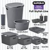 Superio Decorative Ribbed Bathroom Accessory Set, Plastic - Grey (4 Pack)