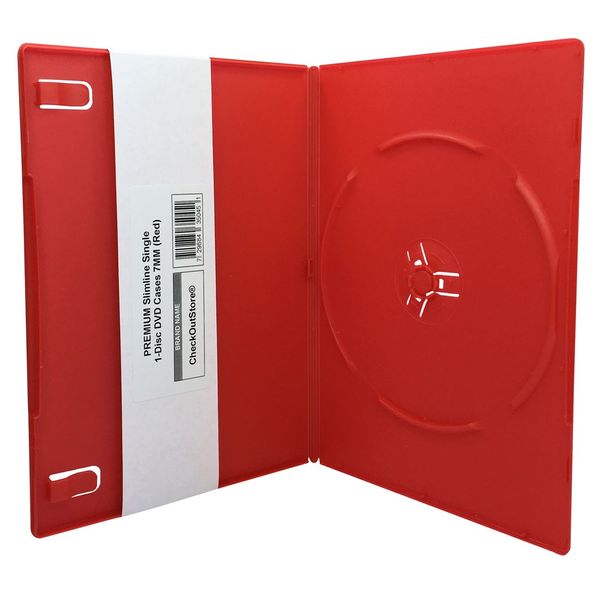 CheckOutStore (12) Premium Slimline Single 1-Disc DVD Cases 7mm (Red)