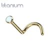 Gold Nose Stud Screw Bezel Set Opal Ball Top Implant Grade Titanium