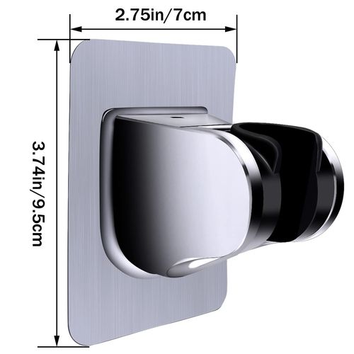 1Pcs Strong Adhesive Waterproof Shower Head Stand, Self Adhesive Shower Head Holder, Adjustable Handheld Shower Holder NO Drilling Wall Mount Waterproof for Shower Room, Chrome