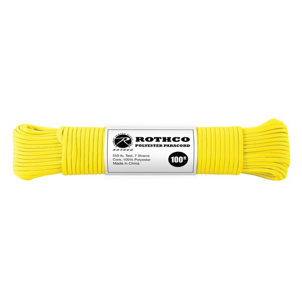 Rothco Polyester Paracord, Safety Yellow, 100'