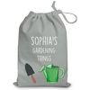 Busy Hands & Feet Personalised Gardening Things Drawstring Bag (Grey)