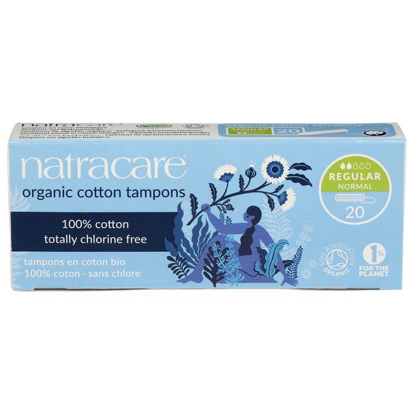 Natracare Non-Applicator 100% Organic Cotton Tampons, Regular, Totally Chlorine Free, Biodegradable and Compostable (1 Pack, 20 Tampons Total)…