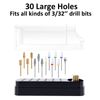 Nail Drill Bits Holder, E File Nail Drill Bits Box Case Storage with Cleaner Brush, 30 Holes Dustproof Nail Bits Organizer Nail Technician Drill Bits Holder (Black)