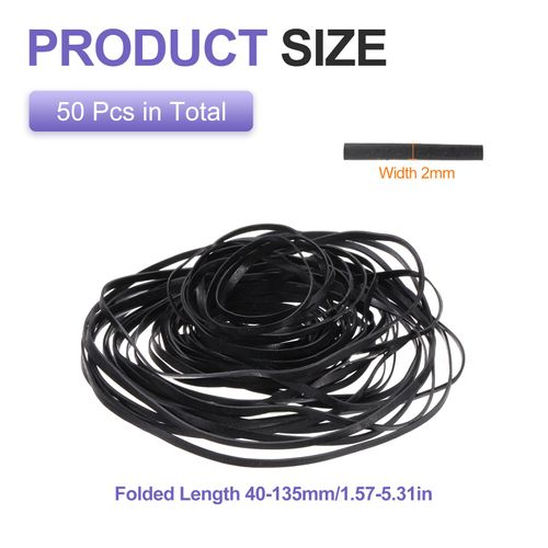 uxcell 50 Pcs Recorder Rubber Belts, Folded Length 40-135mm Cassette Recorder Belts Machine Repair Mix Flat Cassette Tape Machine Rubber Belts for DVD CD LD VCR Repeater Drives, Width 2mm