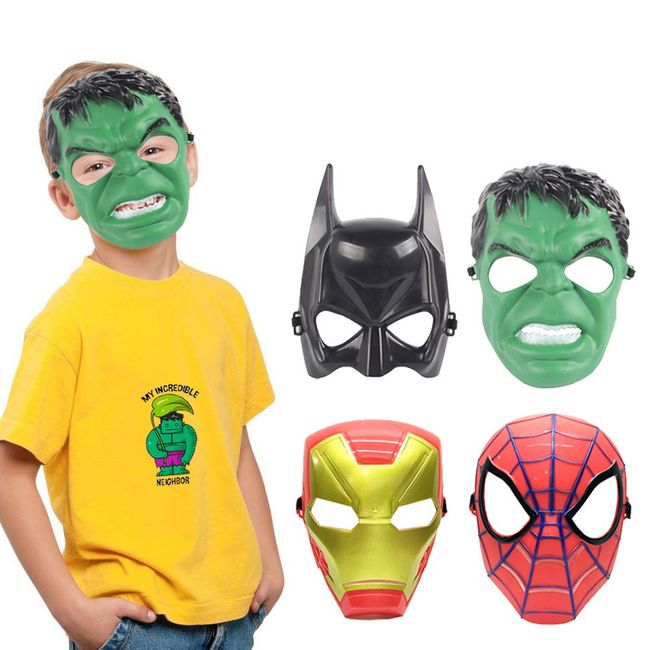 Avazera Hulk mask for Kids，Superhero Costumes Children's Birthday Parties, Hulk Toys Gifts for Halloween Cosplay Parties (Superhero 4-piece)