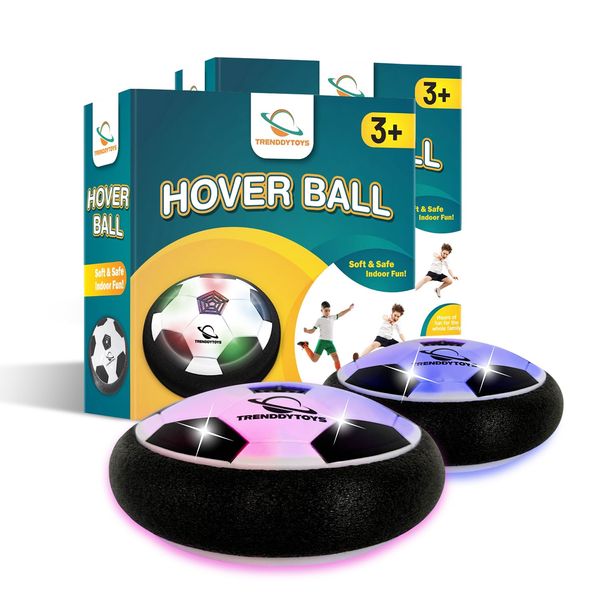 TRENDDYTOYS Hover Soccer Ball, Set of 2 LED Light Foam-Floating Ball-Soccer Player use for Indoor Game-Great Toy Gift for Boys and Girls