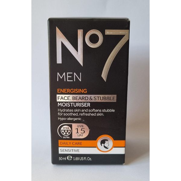 No7 Men Energising Face Beard & Subble Moisturiser Sensitive 50ml