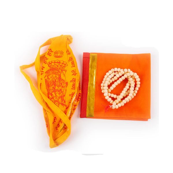 Set of Tulsi Holy Basil Jaap Jap Mala Beads and 2 Japa Mala Bag Gomukhi Japa Bag Jholi Prayer Chanting or Storing Bag Combo of 3 Pooja Items for Daily Mantra Jaap Meditation and Gifting