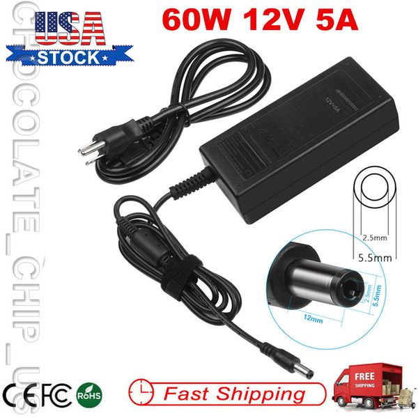 12V 60W Adapter Power Cord For DVR NVR Security Cameras System CCTV Accessories