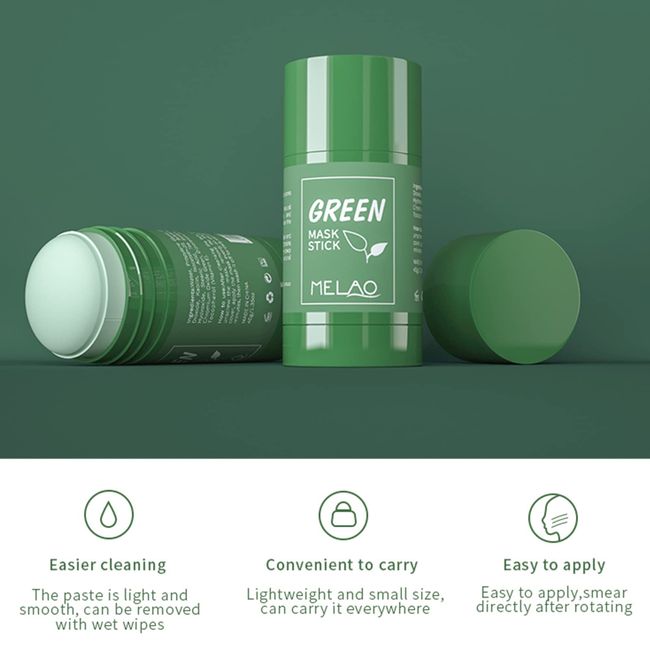 2pcs Green Mask Stick, Green Tea Cleansing Mask Stick Deep Cleansing Oil  Control Blackhead Remover, Green Stick