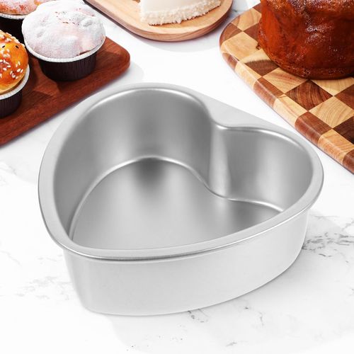 DECHOUS 6 Inch Heart Shape Cake Pan: 2Pcs Small Heart Cake Tins Aluminum 6" Non-stick Baking Molds for Mother's Day, Wedding, Party, Birthday, Valentine's Day - with Removable Bottom