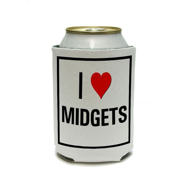 I Love Heart Midgets Can Cooler - Drink Insulator - Beverage Insulated Holder