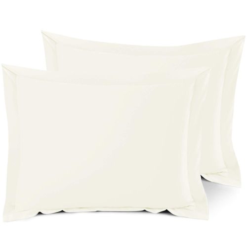 Nestl Soft Pillow Shams Set of 2 - Double Brushed Microfiber Pillow Covers - Hotel Style Premium Bed Pillow Cases, with 1.5” Decorative Flange, Queen 20"x30" - Off White