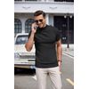 COOFANDY Mens Mock Turtleneck Pullover Sweater Short Sleeve Black Knitted Tops Basic Slim Fit Undershirt Large