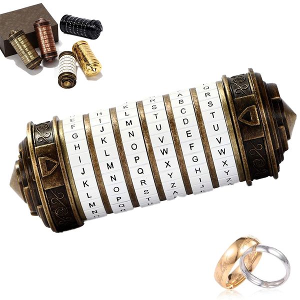 Da Vinci Code Cryptex Mini Bronze Lock Puzzle Valentines Day Gifts for him her Men Women dad Boys Metal Anniversary Cool Romantic Birthday for Her Gifts Box…