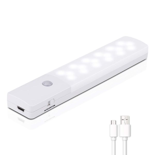 Motion Sensor Light, 18 LED Automatic Night Light Rechargeable Indoor Super Long Battery Life Removable Magnetic Strip for Closet, Cabinet, Stairs, Drawer, Pantry, Cupboard, Wardrobe(1 Pack)