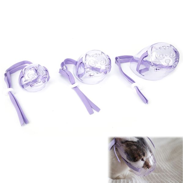 3pcs Cat Dog Muzzle Anti-Bite Transparent Face Cover For Pet Grooming KRI